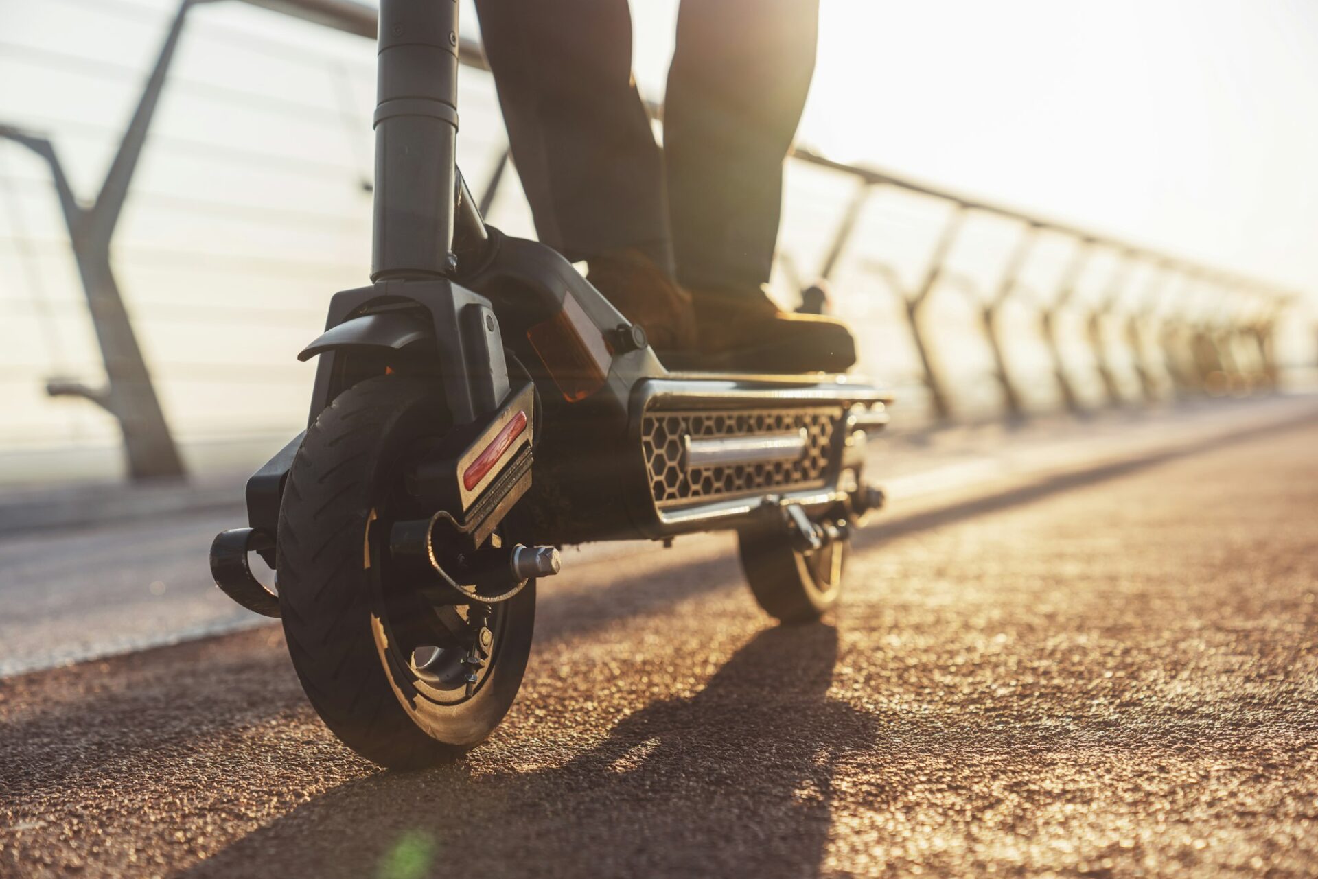 Walking on an electric scooter